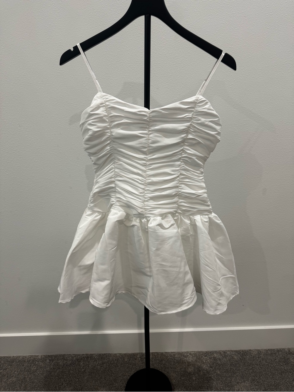 Altar'd State White Spaghetti-Strap Ruched Mini Dress - Picture 2 of 4